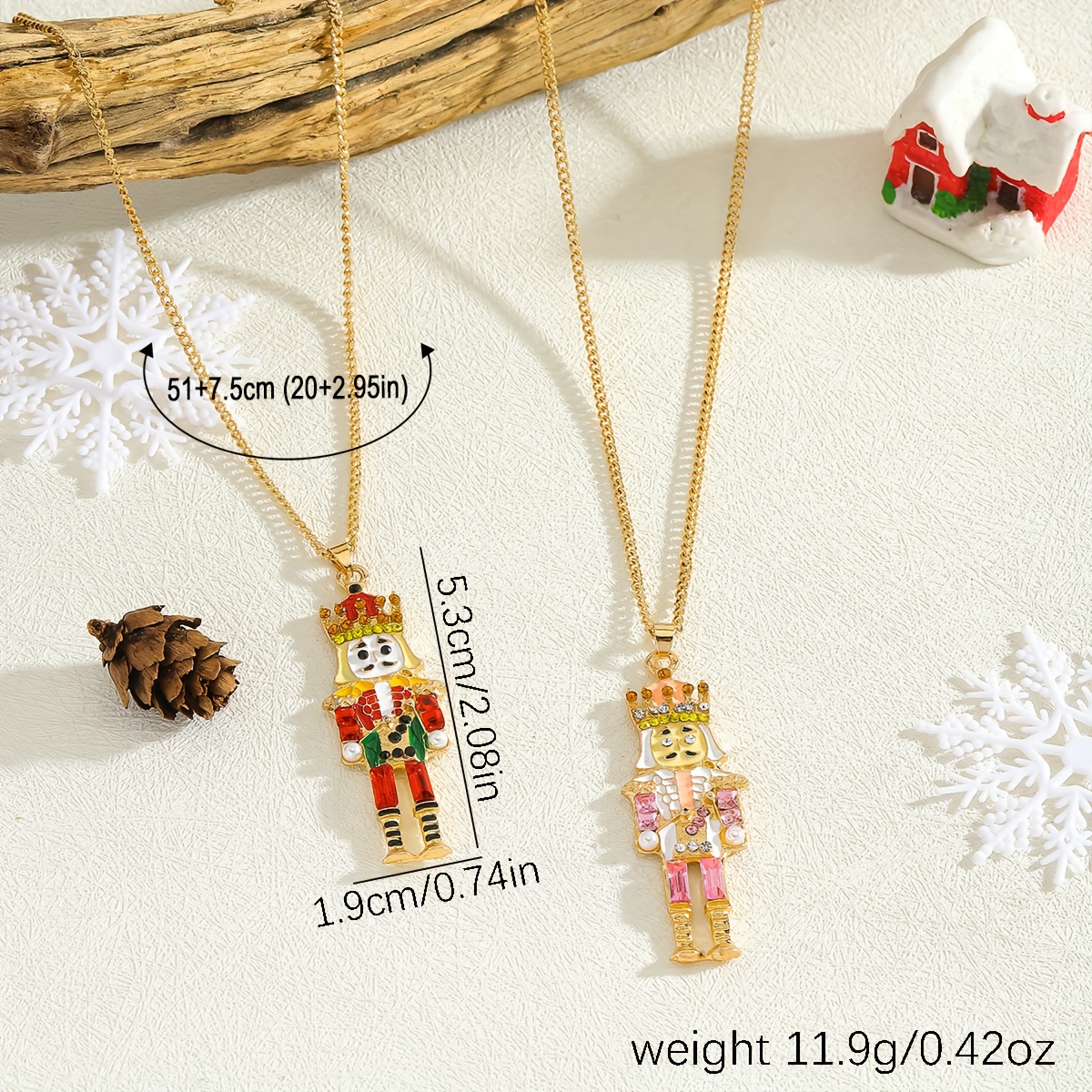 Women's Nutcracker Soldier Rhinestone & Enamel Charm Necklace Set